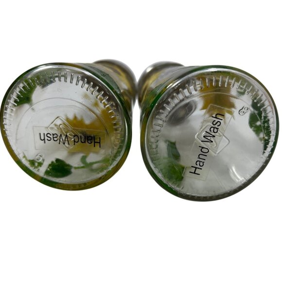 Vintage Sunflower Glass Salt & Pepper Shakers W/ Stainless Steel Lids Hand Wash - Picture 3 of 3